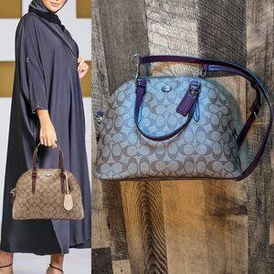 Coach Signature Cora Peyton Dome Satchel Bag Crossbody